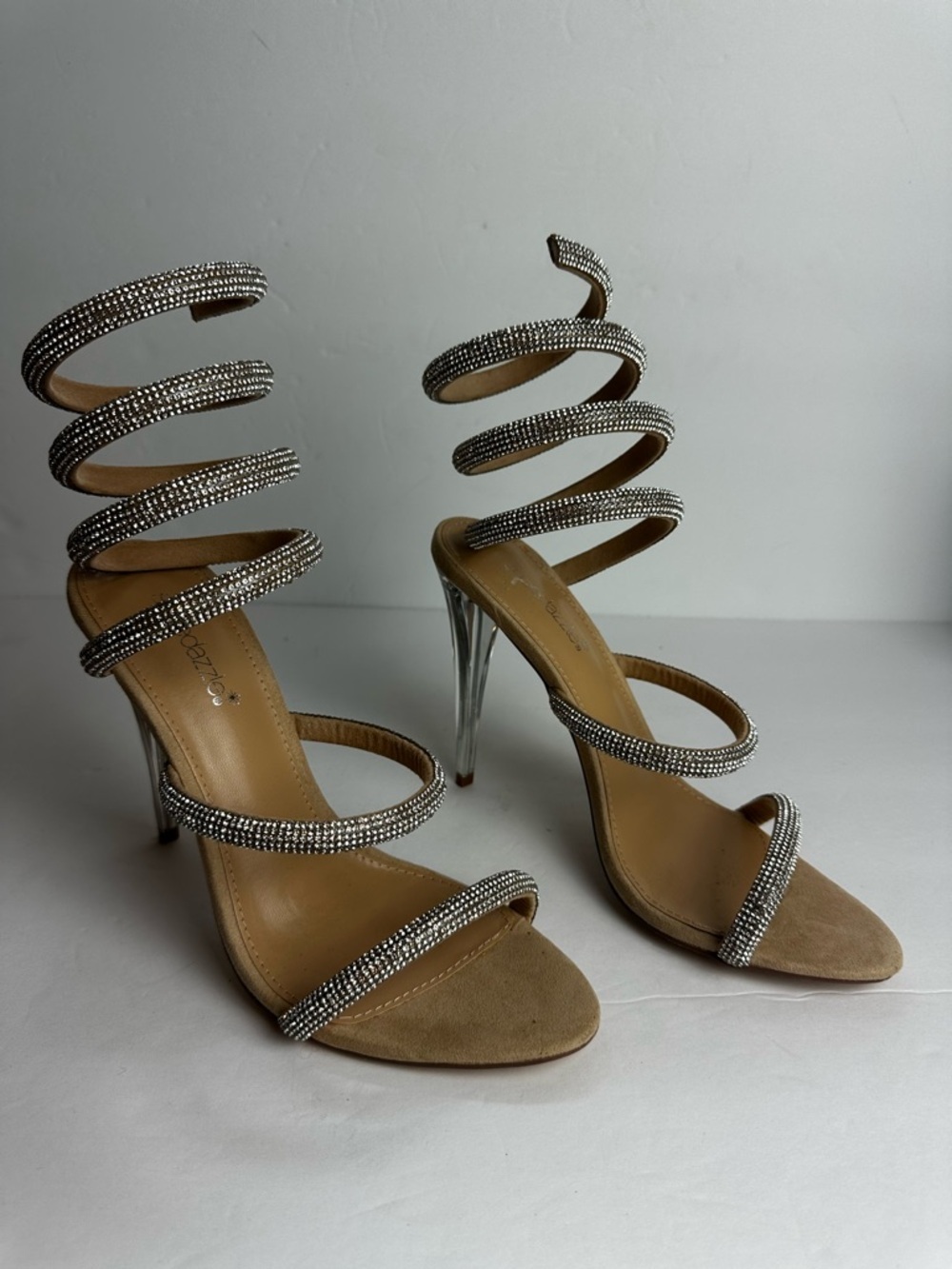 Shoe dazzle Kenzy Heels Women's Size 10 EU 41 Spiral Rhinestone Stiletto Silver